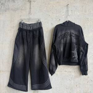 Conjunto Deportivo Personalizado al por Mayor para Hombre, Sudadera Holgada de Felpa Francesa de 500 g/m² con Lavado Ácido y Pantalones Holgados - Product Image 1