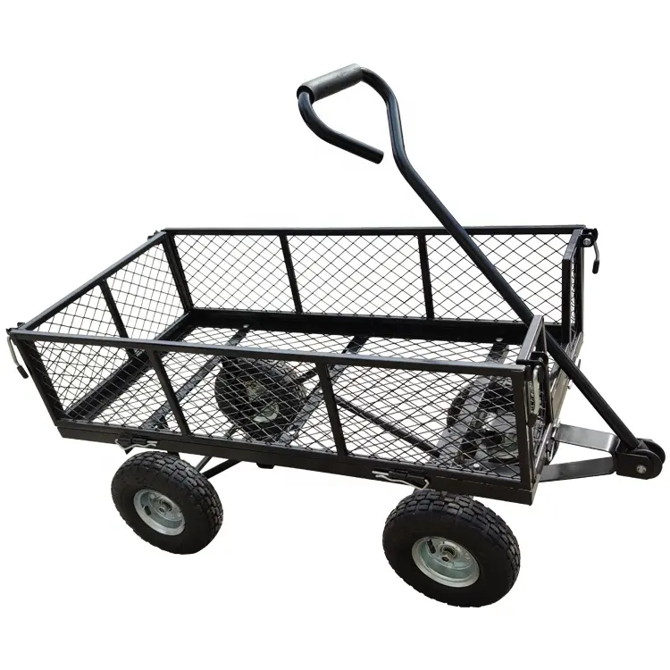 TC1840A Mão Pull Wagon Dobrado Materiais Industriais Manuseamento Aço Rolling Cage Cart Outdoor jardim Trolley