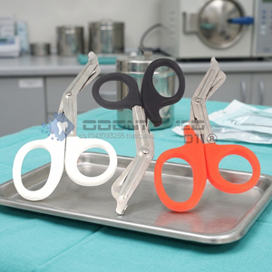 Odontomed NOUVEAU Lot de 3 CISEAUX MANUELS EN ACIER INOXYDABLE NOIR BLANC ORANGE POUR PARAMEDICS, UTILES POUR BANDAGES, TRAUMES, EMT, EMS, 7,25 POUCES CE - Product Image 2