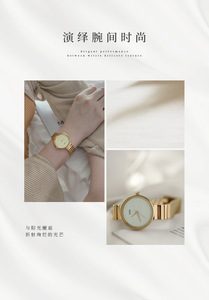 Reloj de Oro para Mujer con Esfera Negra, Brazalete de Acero Inoxidable, Elegante Reloj de Pulsera de Cuarzo - Product Image 5