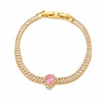 Bracelet en cristal CZ étincelant avec fermoir pliant, bijoux élégants, charme rond, ellipse, cœur, bracelet tennis pour femmes