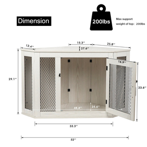 Mesa esquinera, sofá, mesa auxiliar con caja para perros, Perrera de madera para perros, casa para perros con malla para uso en interiores de perros grandes/medianos/pequeños - Product Image 6