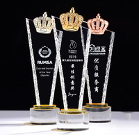 Nouvelles médailles de trophée en cristal en forme de couronne, 3 couleurs (or, argent, bronze), pour concours de beauté et récompenses de compétition