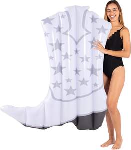 Flotador Inflable para Piscina con Forma de Bota de Vaquero de PVC con Patrón de Estrella Blanca Gigante de 54 Pulgadas, Tamaño Adulto - Product Image 1