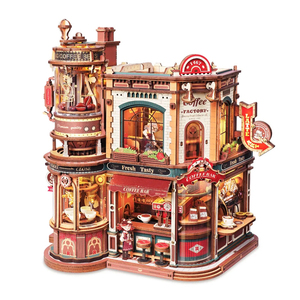 Robotime Rokr Giocattoli Fai-da-Te EAB02 Fabbrica <span class=keywords><strong>di</strong></span> Caffè dei Sogni, Kit <span class=keywords><strong>di</strong></span> Montaggio Carillon, Puzzle 3D in <span class=keywords><strong>Legno</strong></span> - Product Image 1