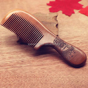 Q36 Boutique Peine de <span class=keywords><strong>madera</strong></span> de sándalo color melocotón envejecido, antiestático, para la caída del cabello, con logotipo personalizado, al por mayor - Product Image 3