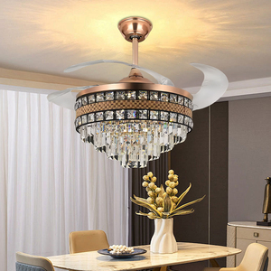 Nội thất sang trọng phòng khách phòng ăn biệt thự nhà điều khiển từ xa vô hình đèn chùm pha lê LED quạt trần - Product Image 1