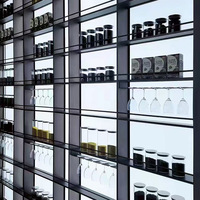 Étagère à vin en aluminium pour vente en gros, support mural pour verres, étagère moderne pour salon et hôtel, éclairage LED intégré, rangement pour vins