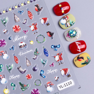 Nouveaux accessoires de décoration pour ongles de Noël 2025, autocollants 5D de bonhomme de neige de dessin animé Kawaii pour le nail art DIY - Product Image 1