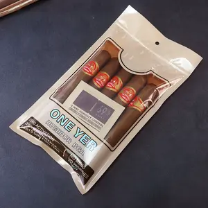 Custom Logo Print Small Sachet Cigar Wrap Slider Zip Lock Tobacco Bag Package Cigar Humidor Case Clear Zipper Packaging Pouches
