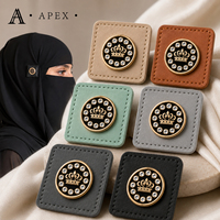 Étiquette en cuir personnalisée APEX pour hijab, abaya, mode, marque, usine, foulard, vêtement, sac à main, à coudre, avec logo métallique