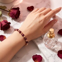 Bracelet extensible en grenat naturel et perles en or rose, avec pierres et perles métalliques alternées, pour femme, luxe, cristal de guérison, cadeau, vente en gros OEM