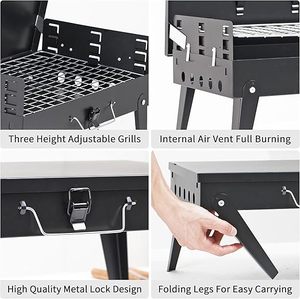 Griglia BBQ Portatile Pieghevole Premium a Carbone con Set di Utensili Antiaderenti - <span class=keywords><strong>Barbecue</strong></span> da Tavolo per Campeggio e Picnic all'Aperto - Product Image 3
