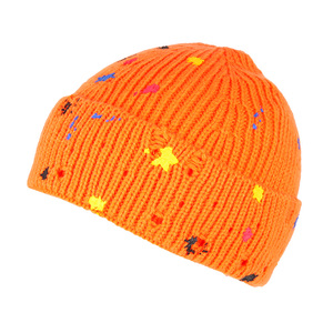 Tùy chỉnh đau khổ hiệu ứng sơn giật gân in logo mùa đông dệt kim hat Chất lượng cao Shinny màu sắc có tính năng thiết kế sọ - Product Image 2