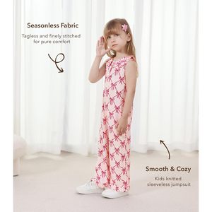 Toddler Girls Sleeveless Jumpsuit Long Pants Wide Leg Summer Viscose Bamboo Romper Sweet Style Daily Wear - Product Image 4