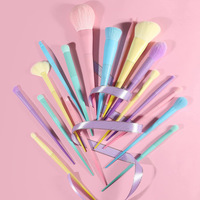 17 Buah Kit Kuas Rias Warna-warni 17 Buah Set Kuas Rias Wajah Pelangi Sintetis Warna Warni Premium Kabuki Blending