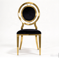 Chaises de banquet empilables de luxe en acier inoxydable doré et velours noir, dernier design