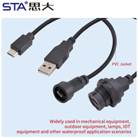 Cable de Datos Micro USB a USB Impermeable, Conector Circular Macho-Hembra para Montaje en Panel PCB, Adaptador de Conector PCB