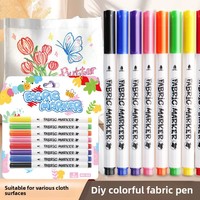 Marqueur permanent minimaliste F-08, 8 couleurs, avec pointe pinceau de 1-2 mm, pour le graffiti, le dessin DIY sur vêtements, chaussures, chapeaux et tissus pour enfants