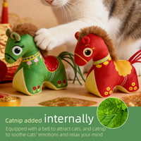 Jouet interactif pour chat en peluche Année du Cheval, résistant aux morsures, pour le nettoyage des dents et apaisant