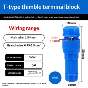 T-type vingerhoed Quick Lock laagspanningskabelconnector Gauge geïsoleerde lekadapter voor geïsoleerde connector voor graslandlamp - Product Image 2