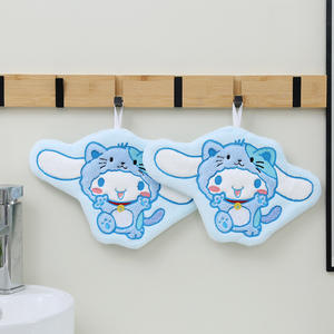 Cute Cartoon Kuromi Embroidery Hanging Quick-Dry <strong>Children's</strong> Small Kitchen Coral Fleece <strong>Hand</strong> Towel - Product Image 6