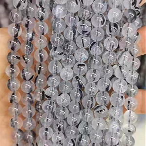 Wholesale Natural Smooth Charm Gemstone <strong>Black</strong> Rutilated Quartz Stone Loose <strong>Beads</strong> for Jewelry Making - Product Image 2