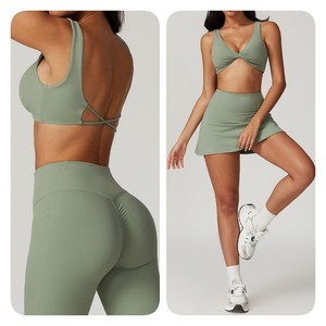 جودة عالية تصميم جديد المطبوعة امرأة سوداء اقتصاص رفع الجبهة تويست فتح الظهر الصيف عالية التأثير حمالة الصدر الرياضية - Product Image 6