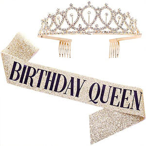 18th Champagne 20th 30th Birthday Queen Sash Rhinestone Tiara Kit 21st 30th Regalos de <span class=keywords><strong>cumpleaños</strong></span> Mujeres Suministros de fiesta de <span class=keywords><strong>cumpleaños</strong></span> SD496 - Product Image 1