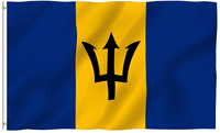 Drapeau de la Barbade 3x5 pieds, polyester de qualité supérieure, résistant, pour intérieur/extérieur, avec bandes cousues et œillets en laiton