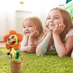 Juguete de Peluche de Girasol Eléctrico de Algodón PP con Saxofón USB, 120 Canciones, Baila y Canta para Niños - Product Image 3