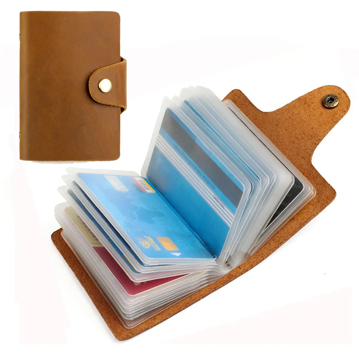 RU nueva función de cuero 24 bits tarjetero hombres y mujeres tarjeta de crédito pasaporte bolsa ID Tarjeta Pasaporte billetera 8 colores