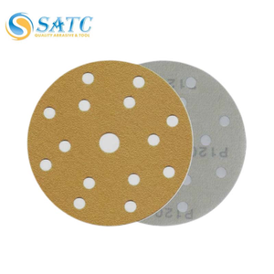1000 pièces de disques abrasifs dorés SATC de 6 pouces à 15 trous avec fixation auto-agrippante - Oxyde d'aluminium |   Grains 40-400 pour le ponçage du métal et du bois - Product Image 1
