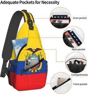 Mochila Bandolera Deportiva de Viaje con Estampado de la Bandera de Ecuador, Bolso Cruzado Patriótico para <span class=keywords><strong>Hombre</strong></span> y Mujer - Product Image 6