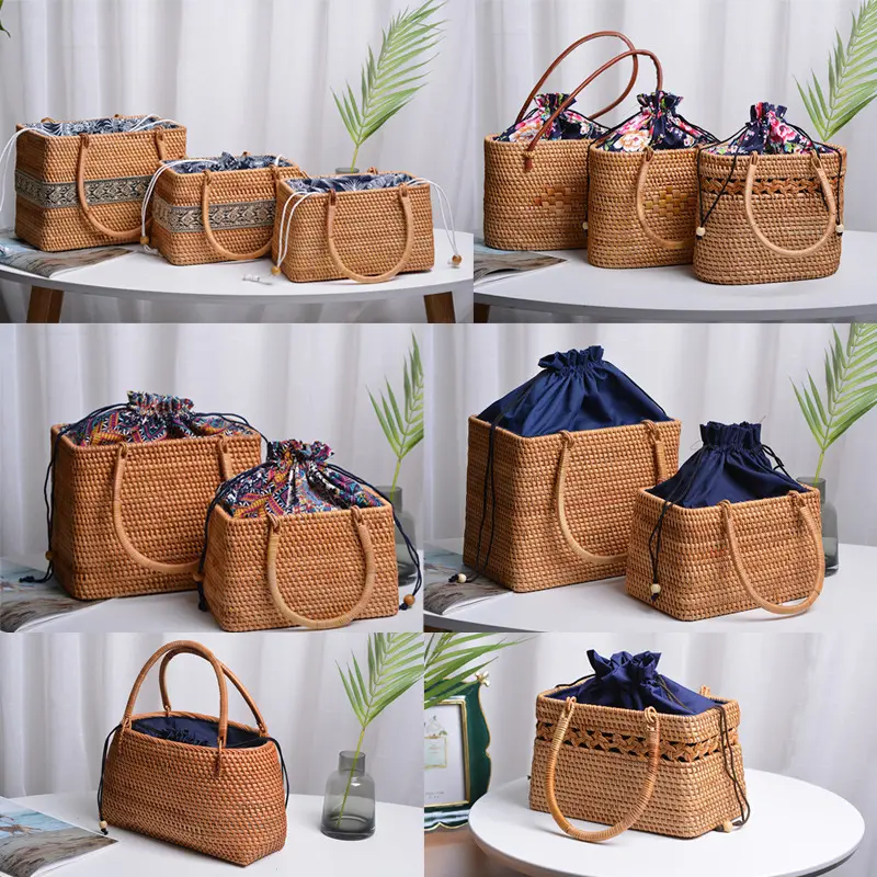 Fashion Hot Sale Tote Ladies Handbag Genuine Leather Weave Shoulder Bag Leisure Top-Handle Bags