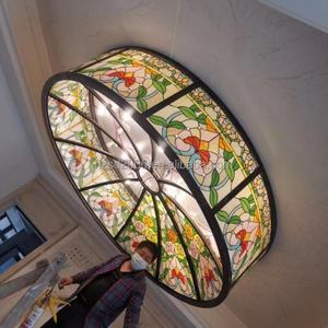 Dôme intérieur en verre Tiffany de style européen personnalisé en usine avec cadre en fer pour l'éclairage des maisons, hôtels, bâtiments et restaurants - Product Image 6