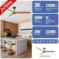 Ventilateur de plafond intelligent 1stshine avec commande Wi-Fi, compatible vocale, pales en bois massif, économie d'énergie, innovant pour la maison