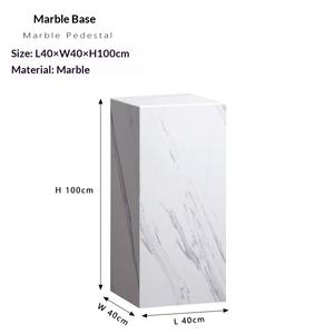 Sculpture en marbre minimaliste pour l'entrée d'un hôtel, stand d'art blanc et noir, base de piédestal, ornement - Product Image 6