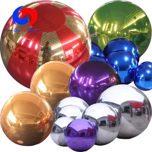 Bola inflável/vermelha/arco-íris para arte de natal, altamente refletiva, ouro/vermelho/arco-íris, bola decorativa