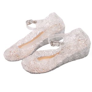 Sandales pour filles Sandales d'été antidérapantes Elsa Princesse Sandales à talons hauts tendance Sandales à trous Cendrillon - Product Image 6
