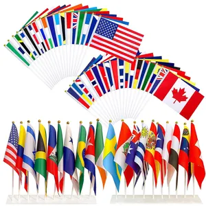 Wholesale promotion in over 200 countries around the world Customizable size with plastic pole mini hand flag