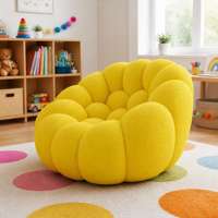 Fauteuil pouf surdimensionné en tissu jaune vif, chaise longue bulle, fauteuil nuage bouclé, design moderne, inclinable, confort doux, éponge