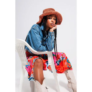 Veste en jean courte à ourlet brut en denim délavé moyen - Product Image 5