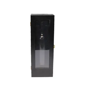 FSC BSCI Black Wooden Wine Bottle Boxes With Handle For Liquor And Champagne Magnetic Closure Collapsible Gift Box