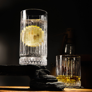 American Ins Style Diamond Base Old Fashion Beer Whisky Cup <span class=keywords><strong>Highball</strong></span> Glass Diseño a rayas para fiesta <span class=keywords><strong>Vaso</strong></span> De Whisky - Product Image 5