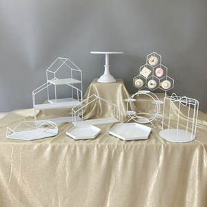 Support de présentation de table de dessert de mariage de style européen en métal blanc fait à la main pour gâteau d'<span class=keywords><strong>anniversaire</strong></span>, pause-café, goûter - Product Image 4