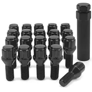 MIKKUPPA 12x1.5 Lug soket anahtarlı cıvatalar-siyah M12x1.5 Spline Lug somun cıvataları 24mm saplı satış sonrası tekerlekler (20 paket)