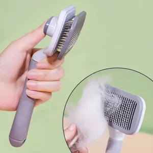 TPE Automatic Stainless Steel Dog Comb Pet Hair Brush Cat Comb Cleaner Cat Hair Cleaner Brush Remover