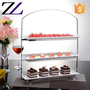 Plateaux <span class=keywords><strong>de</strong></span> service pour Buffet <span class=keywords><strong>de</strong></span> cuisine, 2 niveaux, en pierre précieuse saine, entrée salade fruits <span class=keywords><strong>de</strong></span> <span class=keywords><strong>mer</strong></span>, support <span class=keywords><strong>de</strong></span> service en céramique en porcelaine blanche - Product Image 4