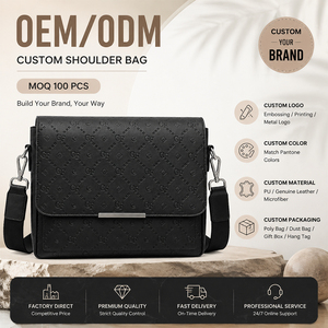 Sac à main minimaliste à rabat OEM ODM en cuir PU texturé gaufré, sac à bandoulière décontracté avec sangle réglable pour usage quotidien - Product Image 1